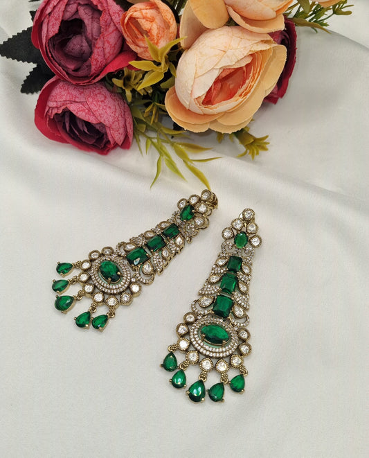 Kundan Long Linear Chandelier Earrings