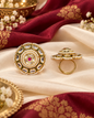 Intricate Dome-Style Concentric Statement Ring with Pearl Halo
