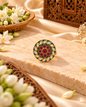 Gold-Plated Leaf-Motif Swirl Adjustable Ring