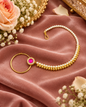 Traditional Stone-Studded Nath Ring with Pearl Support Chain