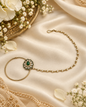 Floral Cabochon Nath with Beaded Pearl Chain