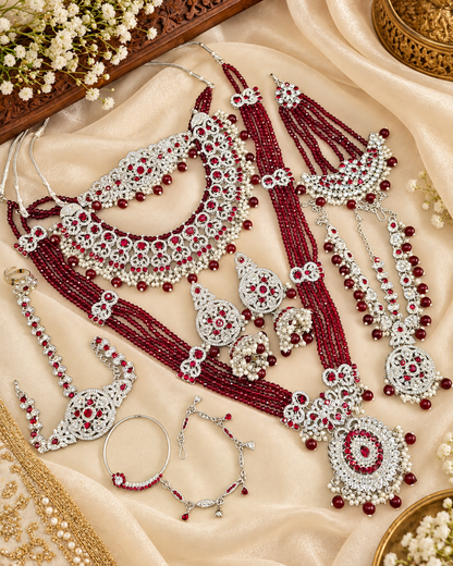 Bridal Rhodium Polish Jewellery Set – Complete Multi-Piece Wedding Collection