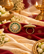 Floral Motif Meenakari Statement Ring with Pearl Border