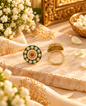 Circular Enamel & Pearl Medallion Statement Ring