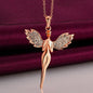 Guardian Angel Wings Necklace – Elegant Rose Gold Spirit Pendant with Shimmering Crystals