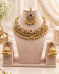 Royal Carved Collar Necklace & Jhumka Set