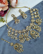 Antique Gold Floral Necklace Set with Jhumka Earrings & Maangtikka