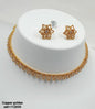 Elegant Tennis-Style Choker Necklace with Floral Stud Earrings