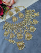 Antique Gold Floral Necklace Set with Earrings & Maangtikka