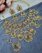 Antique Gold Floral Necklace Set with Earrings & Maangtikka