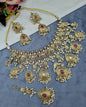 Antique Gold Floral Necklace Set with Earrings & Maangtikka