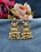 Antique Gold Finish Beaded Jhumka Earrings