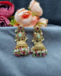 Antique Gold Finish Beaded Jhumka Earrings
