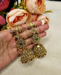Antique Gold Floral Statement Jhumka Earrings