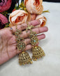 Antique Gold Floral Statement Jhumka Earrings