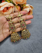 Antique Gold Floral Statement Jhumka Earrings