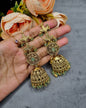 Antique Gold Floral Statement Jhumka Earrings