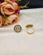 Floral Rosette Meenakari Statement Ring with Pearl Edge