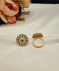 Circular Enamel & Pearl Medallion Statement Ring