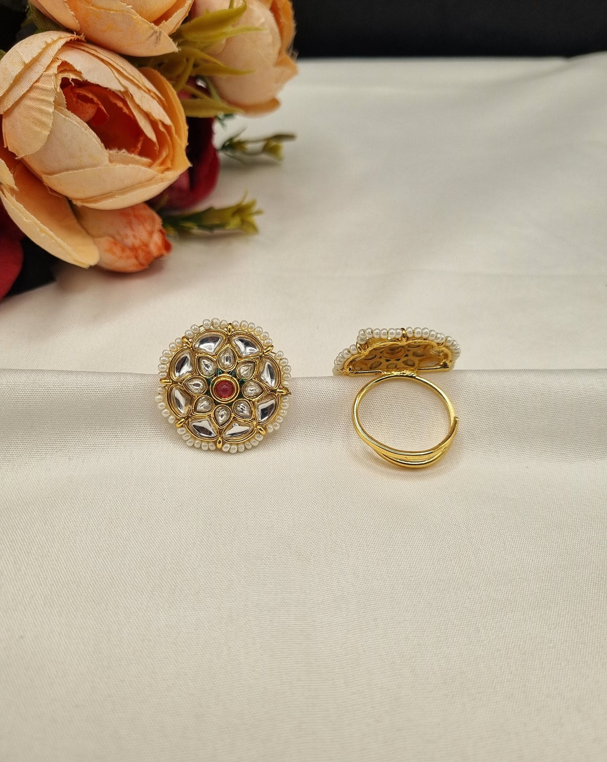 Floral Motif with Pearl Beading