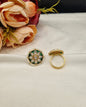 Floral Starburst Meenakari Ring with Pearl Border