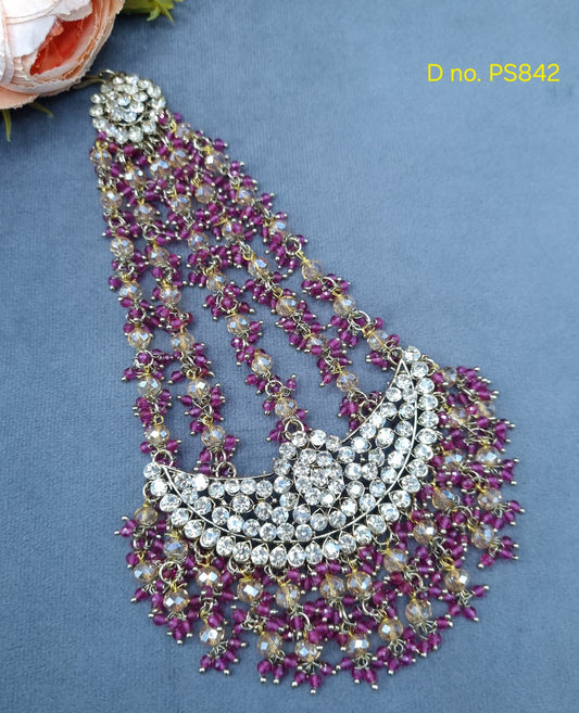 Chand Motif Crystal Hair Accessory / Bridal Jhoomar