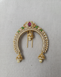 Vintage Gold Temple Hair Brooch Traditional Stone Encrusted Jhumka Hair Pin