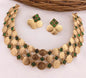 Triple Layer Lakshmi Coin Choker Set with Ruby Pink Kemp Stones