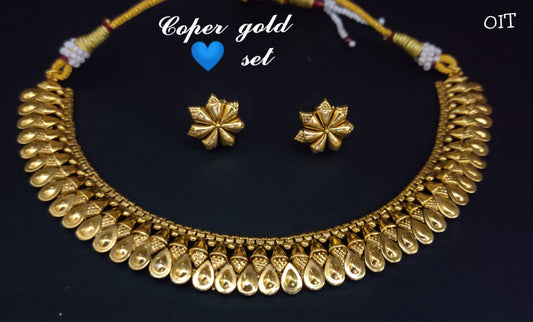 Premium Copper Gold Finish Necklace and Studs