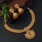 Gold Lakshmi Pendant Temple Necklace with Jhumkas