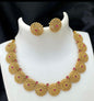 Gold Floral Sunburst Temple Choker with Ruby Accents