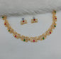 South Indian Kamal Motif Emerald Green Necklace Set