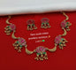 Forest Green Meenakari Lotus Necklace with Golden Ghungroo Drops