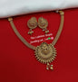 Gold Mesh Chain Lakshmi Sunburst Pendant Necklace Set