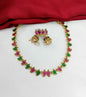 Gold Mango Motif Necklace Set with Ruby & Emerald Stones