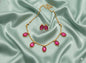 Minimalist Rani Pink Oval Stone Necklace with Matching Studs