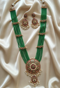 Traditional Peacock Blue Long Necklace Set