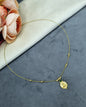 Invisible Wire Lakshmi Coin Pendant Necklace with Gold Bead Accents