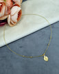 Invisible Wire Lakshmi Coin Pendant Necklace with Gold Bead Accents