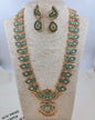 Royal Emerald Green Peacock Long Haram Necklace Set with Matching Earrings