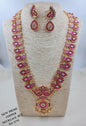 Royal Emerald Green Peacock Long Haram Necklace Set with Matching Earrings
