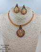 Antique Gold Goddess Laxmi Medallion Choker Necklace Set with Matching Earrings