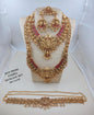 Grand Antique Gold Laxmi Temple Bridal Jewelry Set (Necklaces, Earrings, Maang Tikka & Vaddanam)