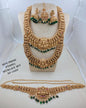 Grand Antique Gold Goddess Laxmi & Peacock Temple Bridal Jewelry Set (Choker, Haram, Jhumka, Mang Tikka & Vaddanam)