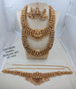 Grand Antique Gold Goddess Laxmi & Peacock Temple Bridal Jewelry Set (Choker, Haram, Jhumkas, Tikka & Vaddanam)