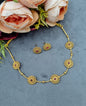Gold-Tone Beaded Floral Motif Station Necklace Set