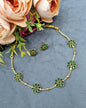 Minimalist Floral Stone Choker Necklace Set with Matching Earrings