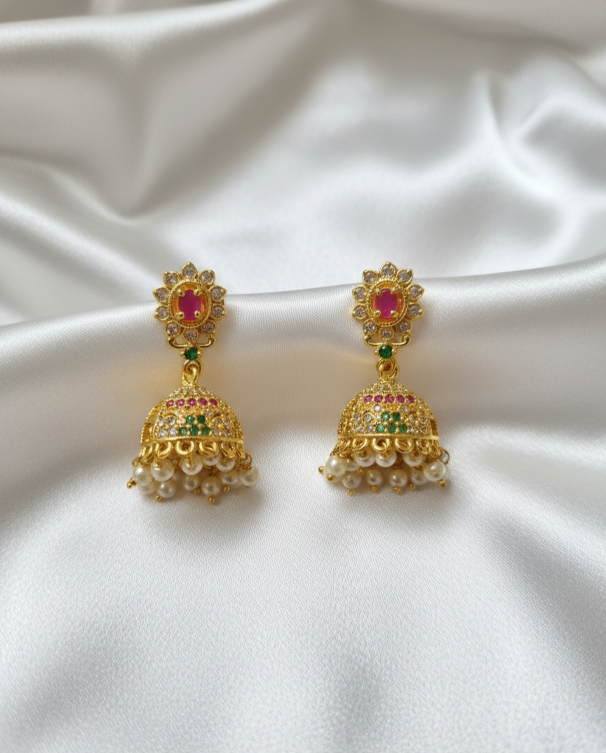 Traditional Ethnic Statement Earrings with Multi-Color