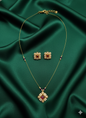 Gold-Plated Traditional Invisibale Square Pendant Necklace Set
