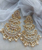Three-Layered Kundan Chandbalis featuring Pearl Earrings
